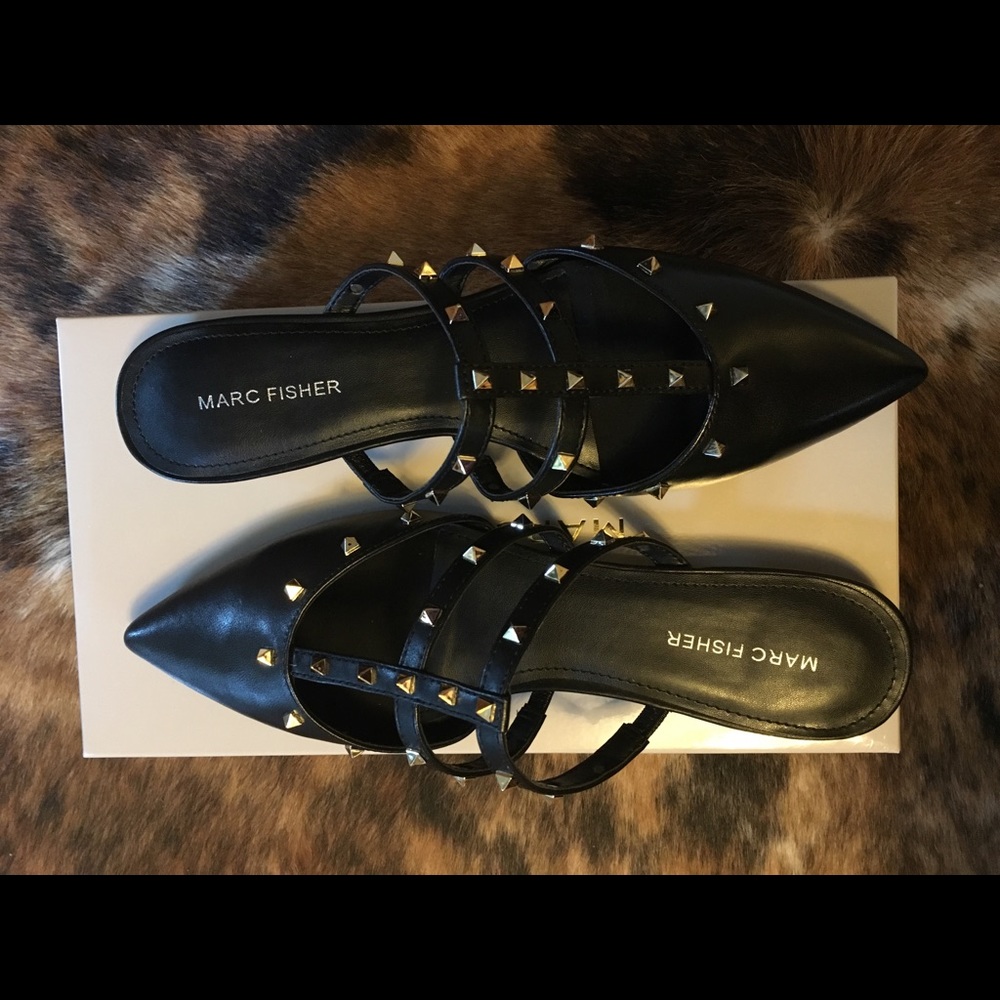 Never been worn Marc Fisher leather studded mules